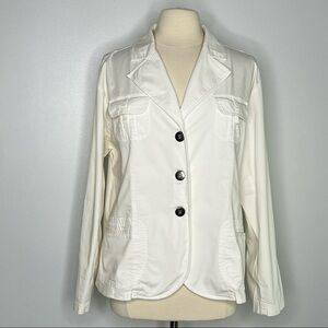 Chico’s white lightweight cotton/spandex blazer jacket size 3 = size 16